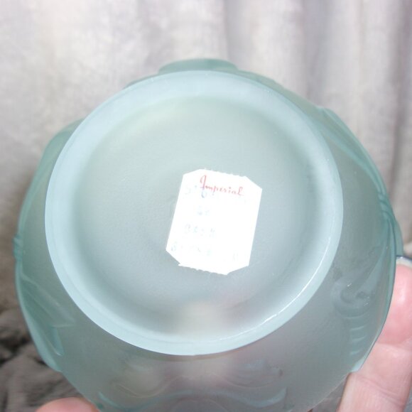 H-267 IMPERIAL GLASS FROSTED BLUE SPLIT HANDLE BASKET - Picture 12 of 15